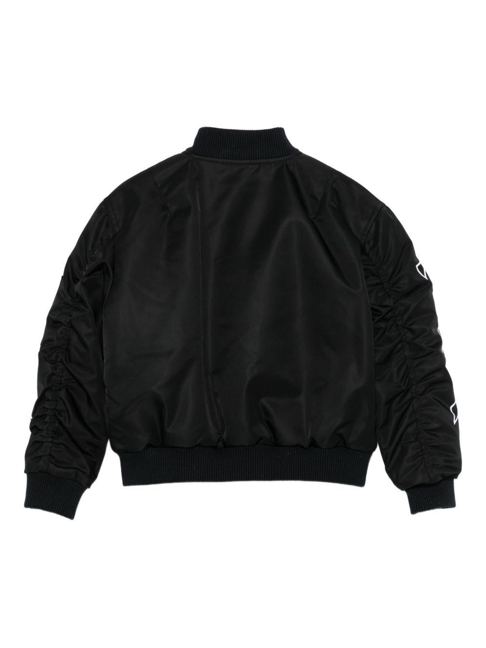 Bomber per bambino Off-White Kids nero con maniche con freccia OBEH002F25FAB001 1001 OFF WHITE KIDS