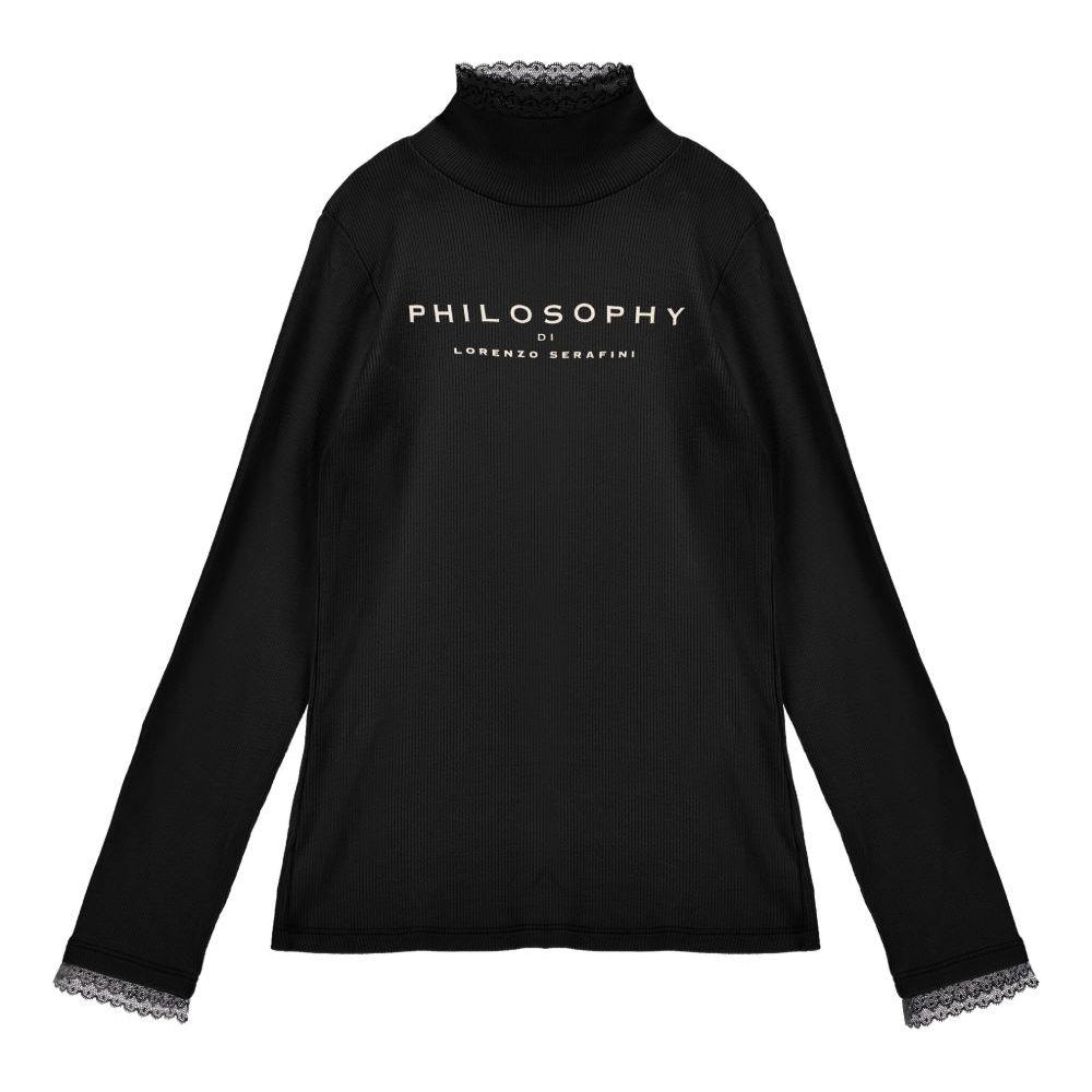 T-shirt per bambina Philosophy Di Lorenzo Serafini Kids nera con stampa logo I1F619 6212 P050 PHILOSOPHY