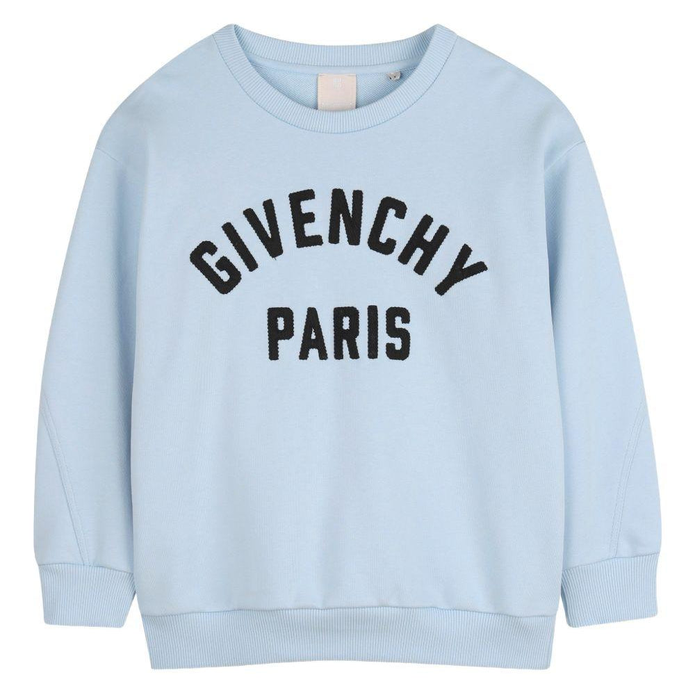 Felpa per bambino Givenchy Kids azzurra con logo sul davanti H31214 77L GIVENCHY KIDS
