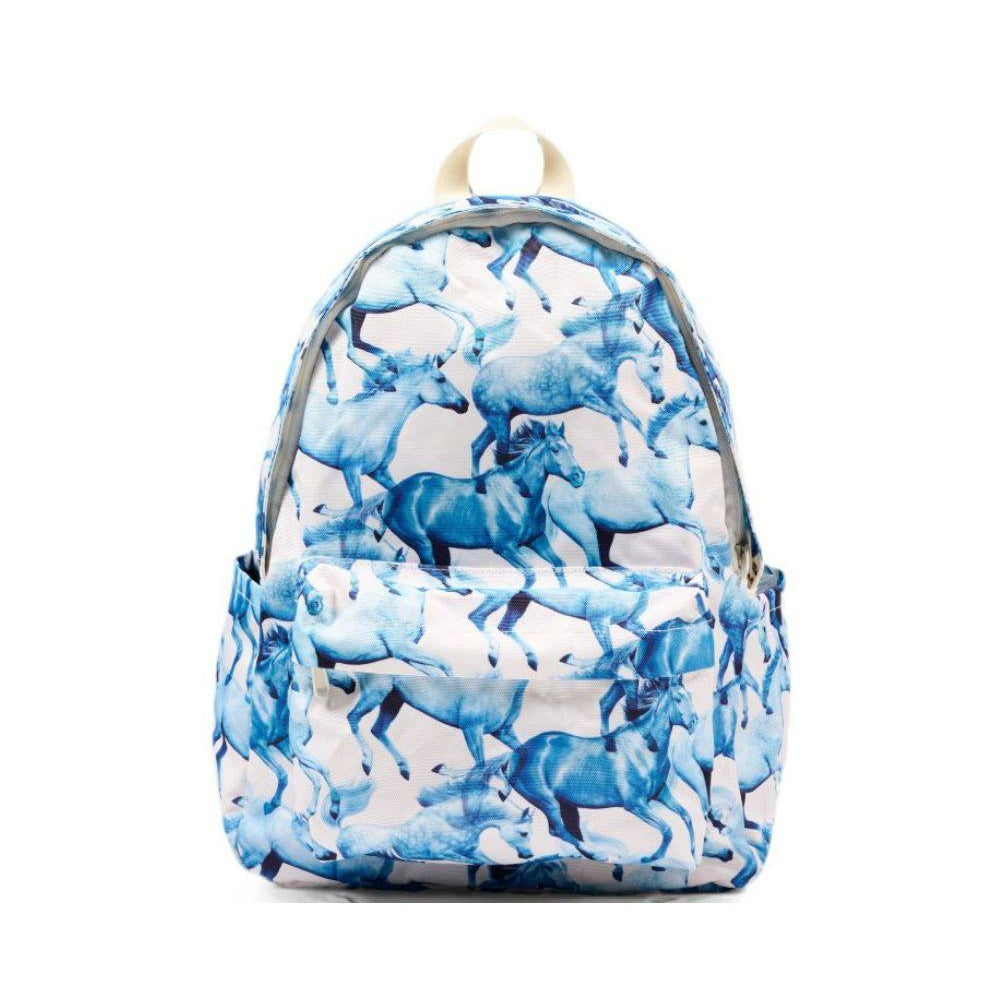 Zaino per bambini Molo Kids azzurro con stampa grafica cavalli all-over 7W26V203 5740 MOLO KIDS