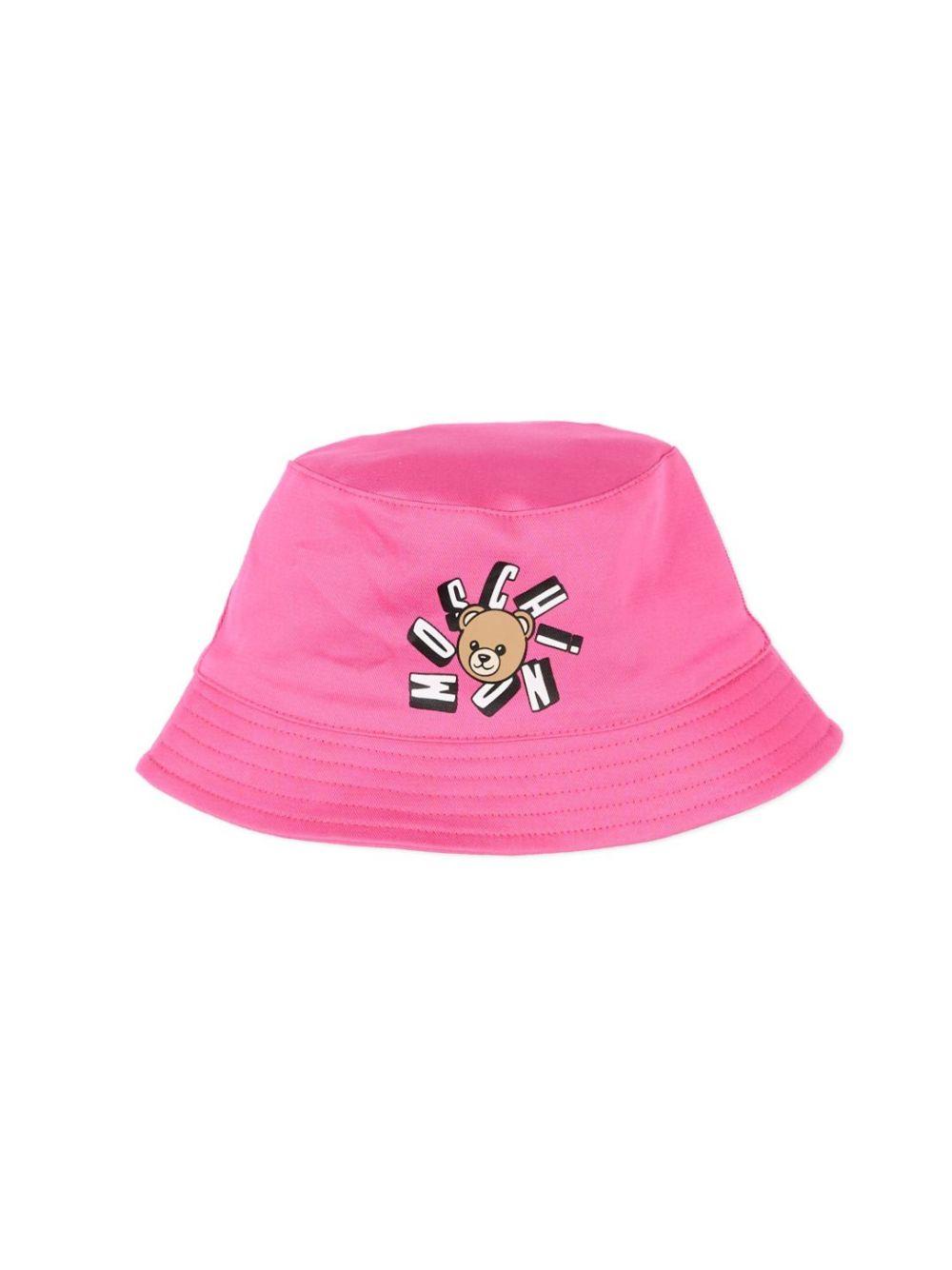Cappello per neonata Moschino Kids fucsia con stampa Teddy Bear MNX057LPA01 50533 MOSCHINO KIDS