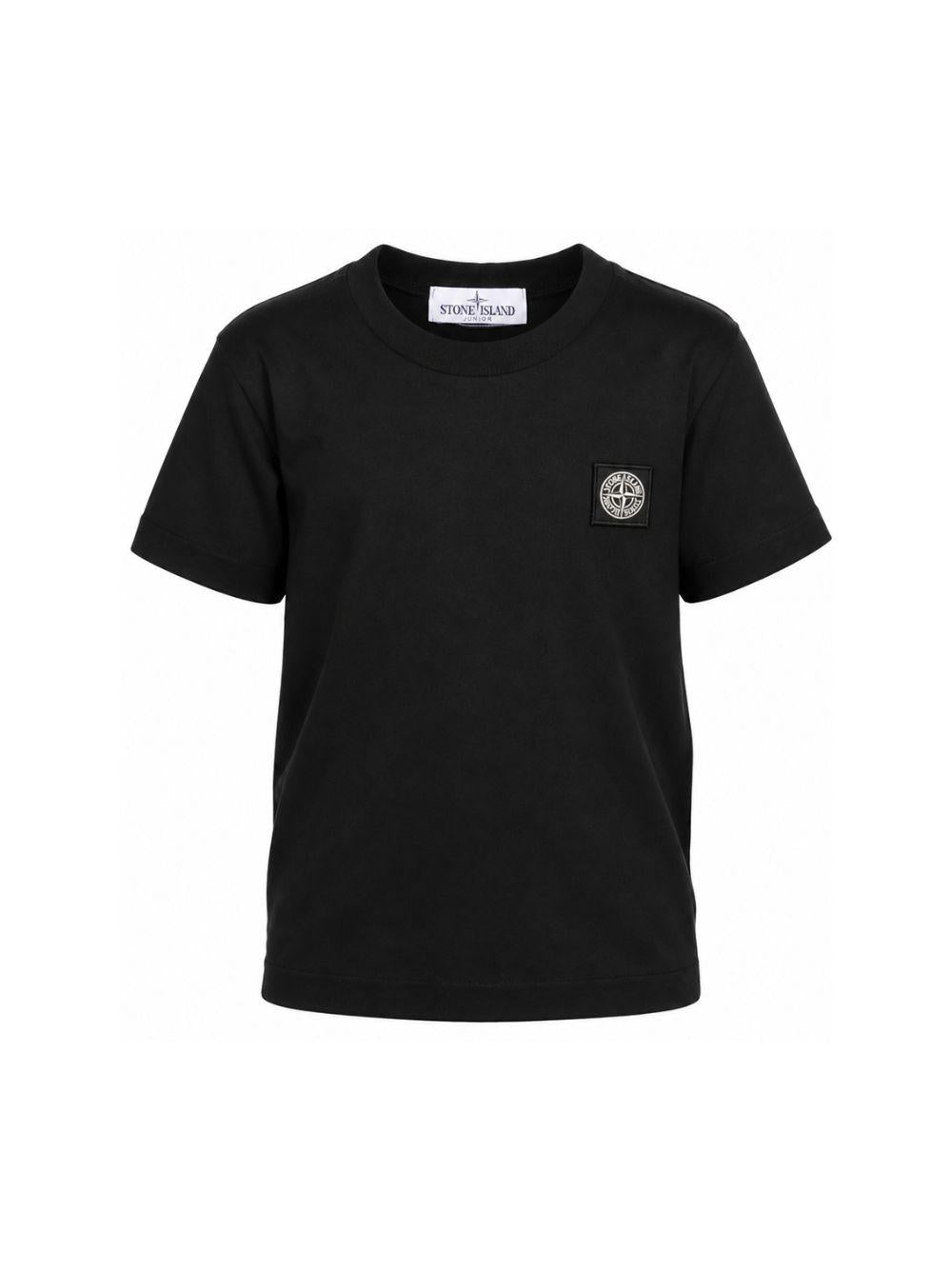 T-shirt per bambino Stone Island Kids nera con dettaglio logo L2S162100003S0047 V0029 STONE ISLAND KIDS
