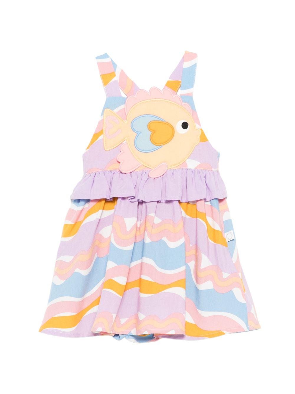 Abito per neonata Stella McCartney Kids multicolore con applicazione pesciolino TY1092 Z3442 999MC STELLA McCARTNEY KIDS