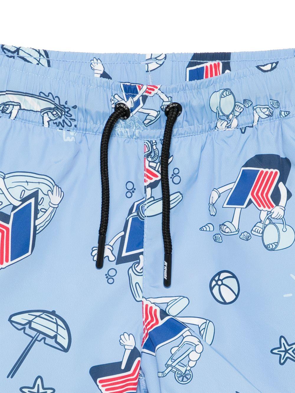 Costume da bagno per bambino K-Way Kids azzurro con stampa grafica intregale K3124ZW A06 K-WAY KIDS