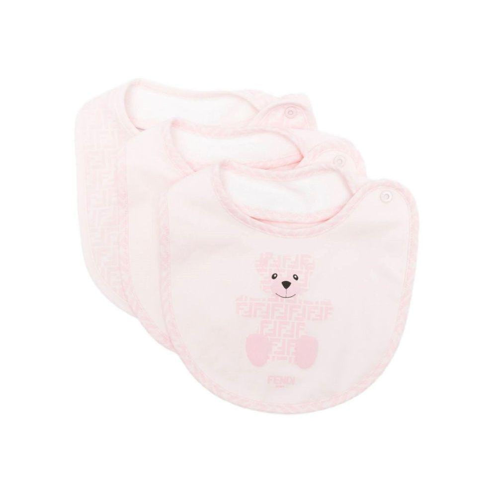 Set di tre bavaglini per neonata Fendi Kids rosa con logo FF BUJ307 ST8 F0C11 FENDI KIDS