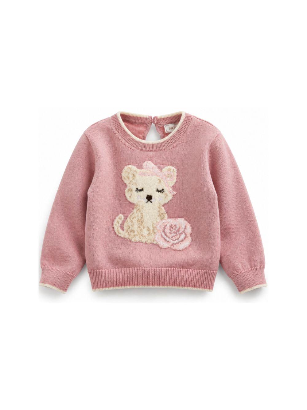 Maglione per neonata Monnalisa Kids rosa con motivo ricamato 39H605 8060 094F MONNALISA KIDS