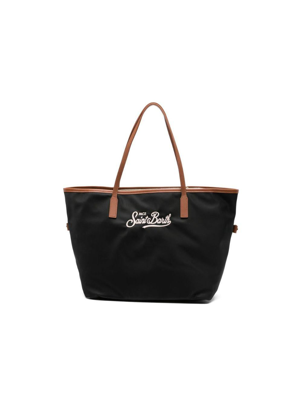 Borsa tote Lou MC2 Saint Barth nera con logo ricamato CB0002 00288L MC2 ST. BARTH KIDS