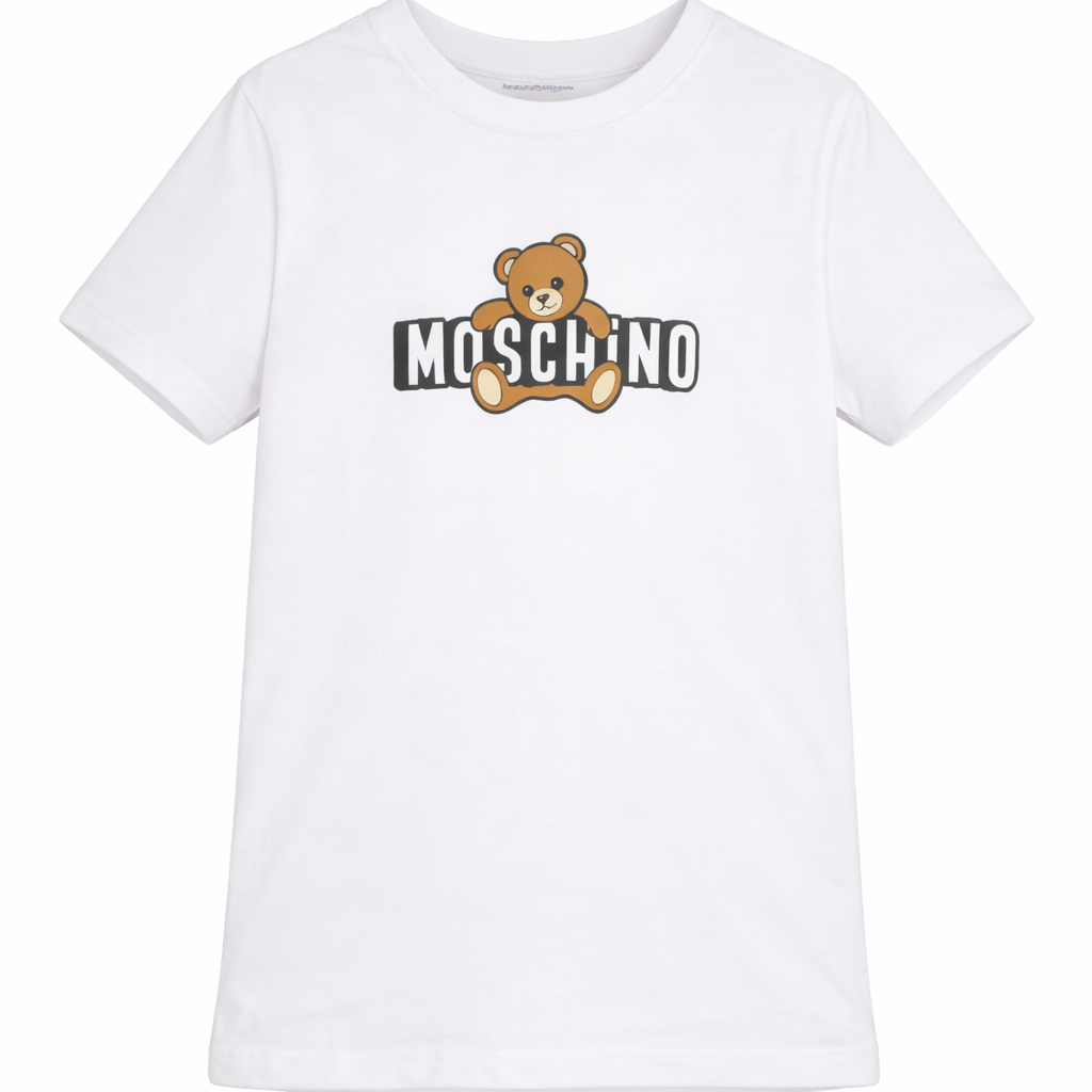 T-shirt per neonata Moschino Kids bianco con maniche a palloncino MDM03PLBA00 10101 MOSCHINO KIDS