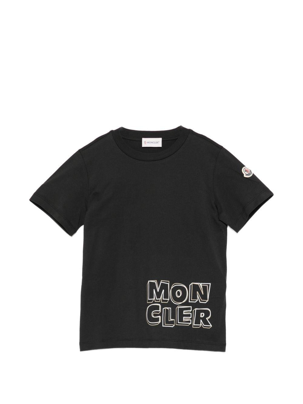 T-shirt per bambino Moncler Enfant nera con stampa logo L19548C0000689AFV 999 MONCLER KIDS