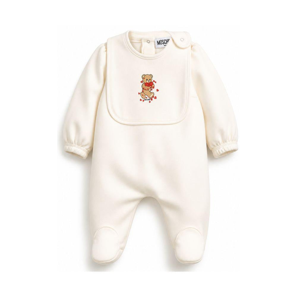 Tutina e bavaglino per neonati Moschino Kids bianchi con motivo Teddy Bear MDY01CLDA63 10063 MOSCHINO KIDS