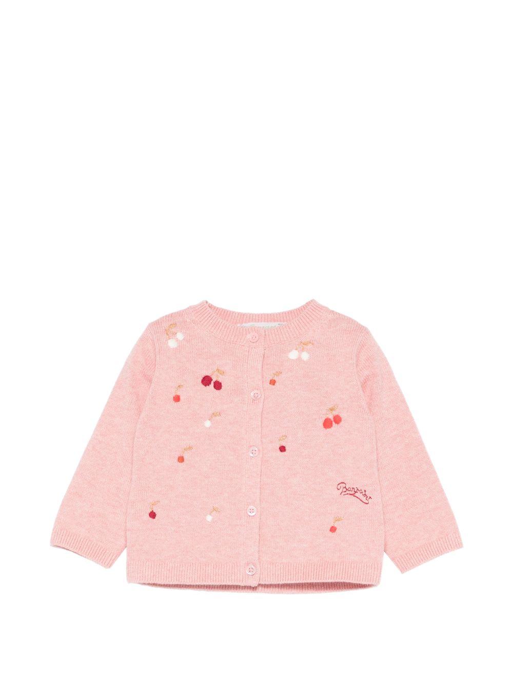 Cardigan per neonata Bonpoint rosa con ricamo ciliegie S06XCAK00007 124A BONPOINT KIDS