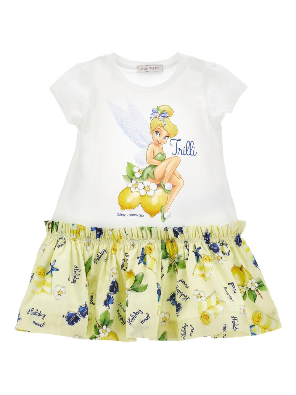 Abito per bambina Monnalisa x Disney multicolore con stampa grafica Trilli 11G916 7201 9914 MONNALISA