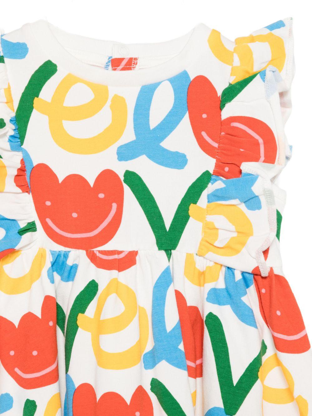 Abito per neonata Stella McCartney Kids bianco con stampa grafica all-over TY1141 Z3561 101MC STELLA McCARTNEY KIDS