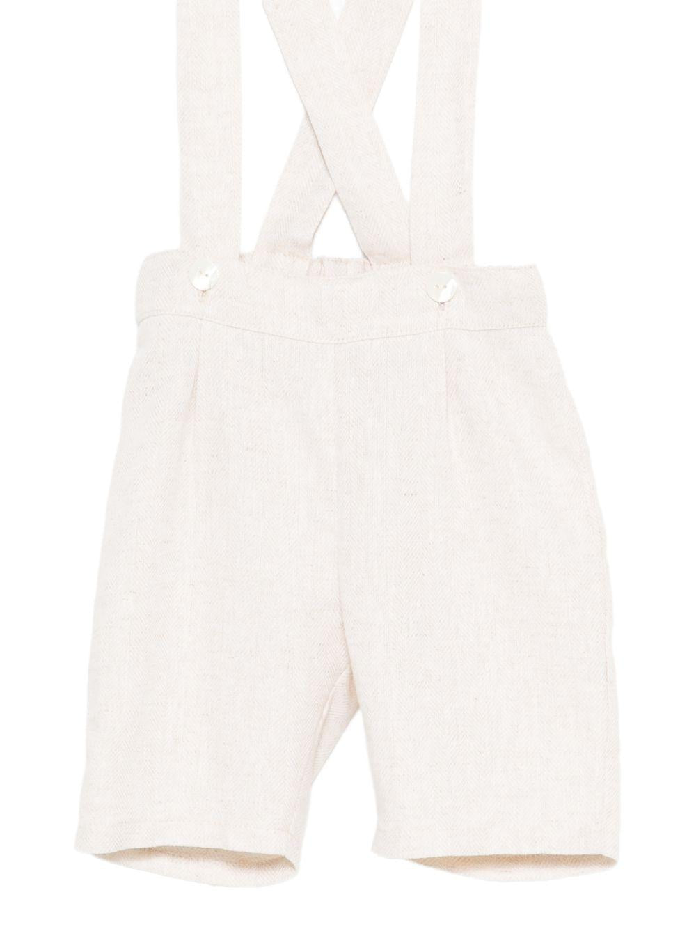 Shorts con bretelle per neonato Mariella Ferrari beige con vita elasticizzata sul retro PNG7BIS ECRU MARIELLA FERRARI KIDS