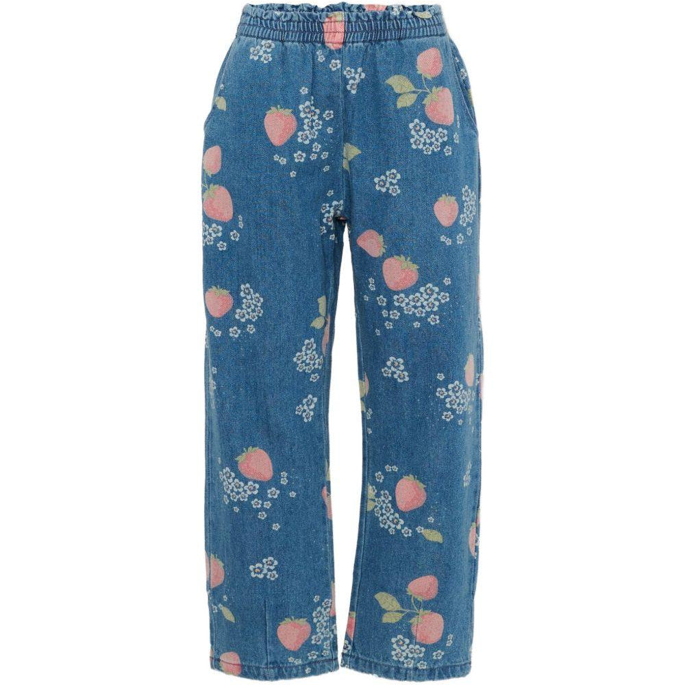 Jeans per bambina Konges Sløjd denim con stampa fragole all-over KS104970 SUN KONGES SLOJD KIDS