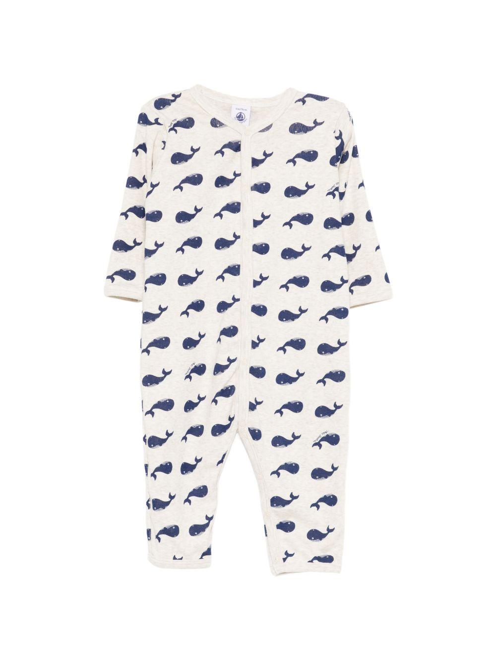 Tutina per neonato Petit Bateau beige con stampa balene all-over A0AXH 01 PETIT BATEAU KIDS