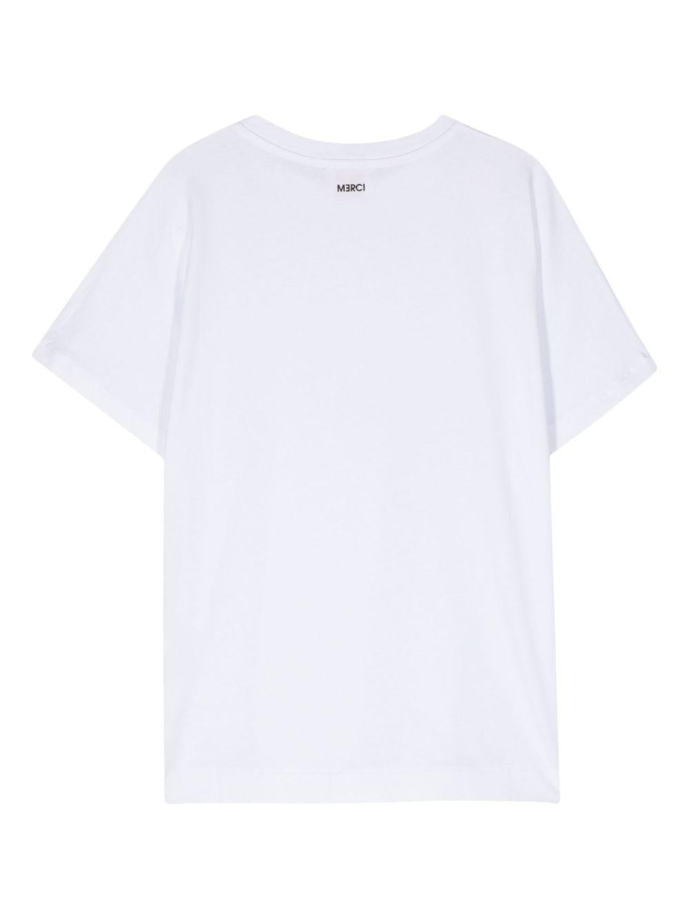 T-shirt per donna Merci bianco con stampa con logo sul retro MM274X WHITE MERCI