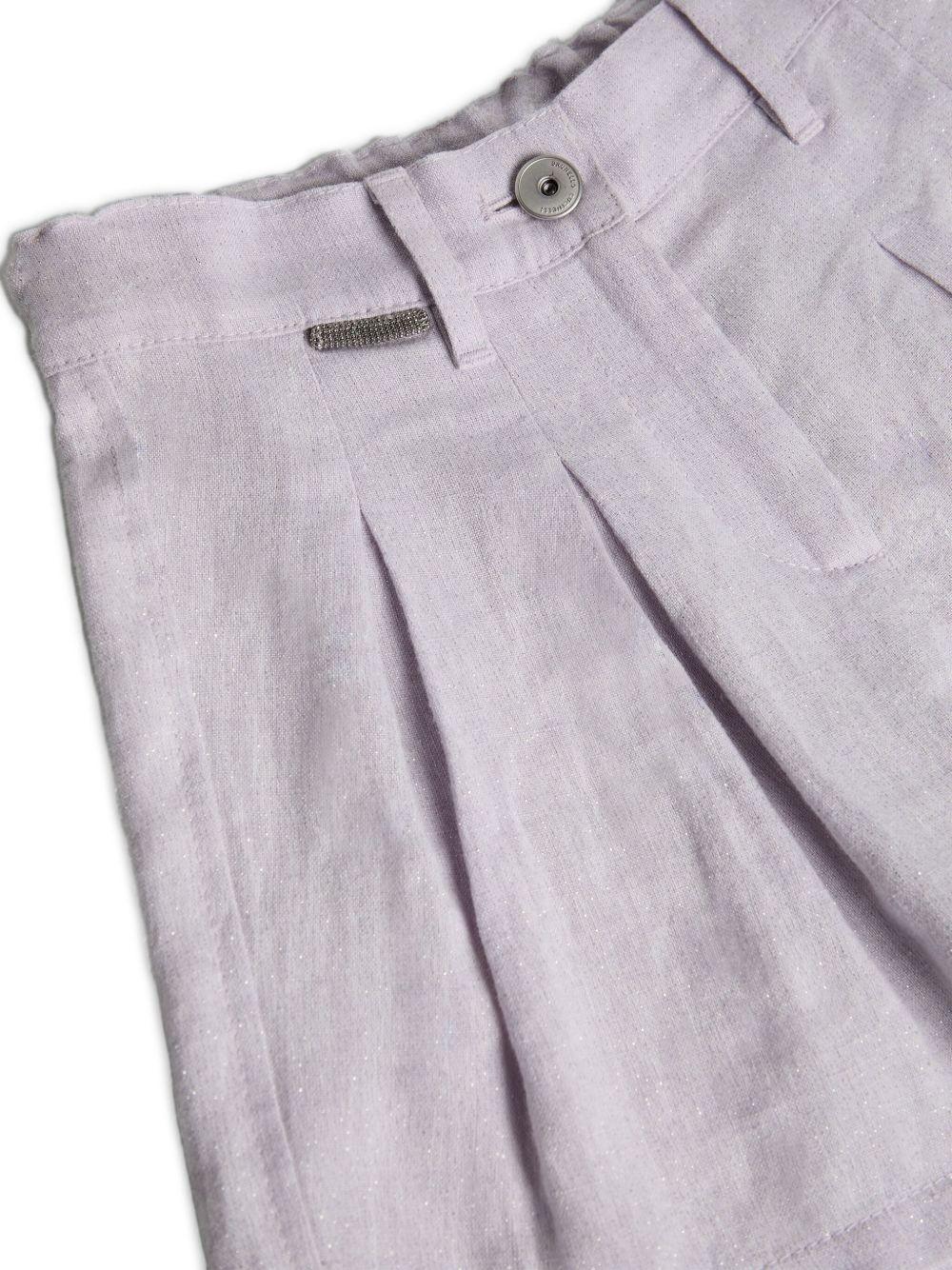 Shorts in tela per bambina Brunello Cucinelli Kids Lilla con glitter BH547S285 C167 BRUNELLO CUCINELLI KIDS