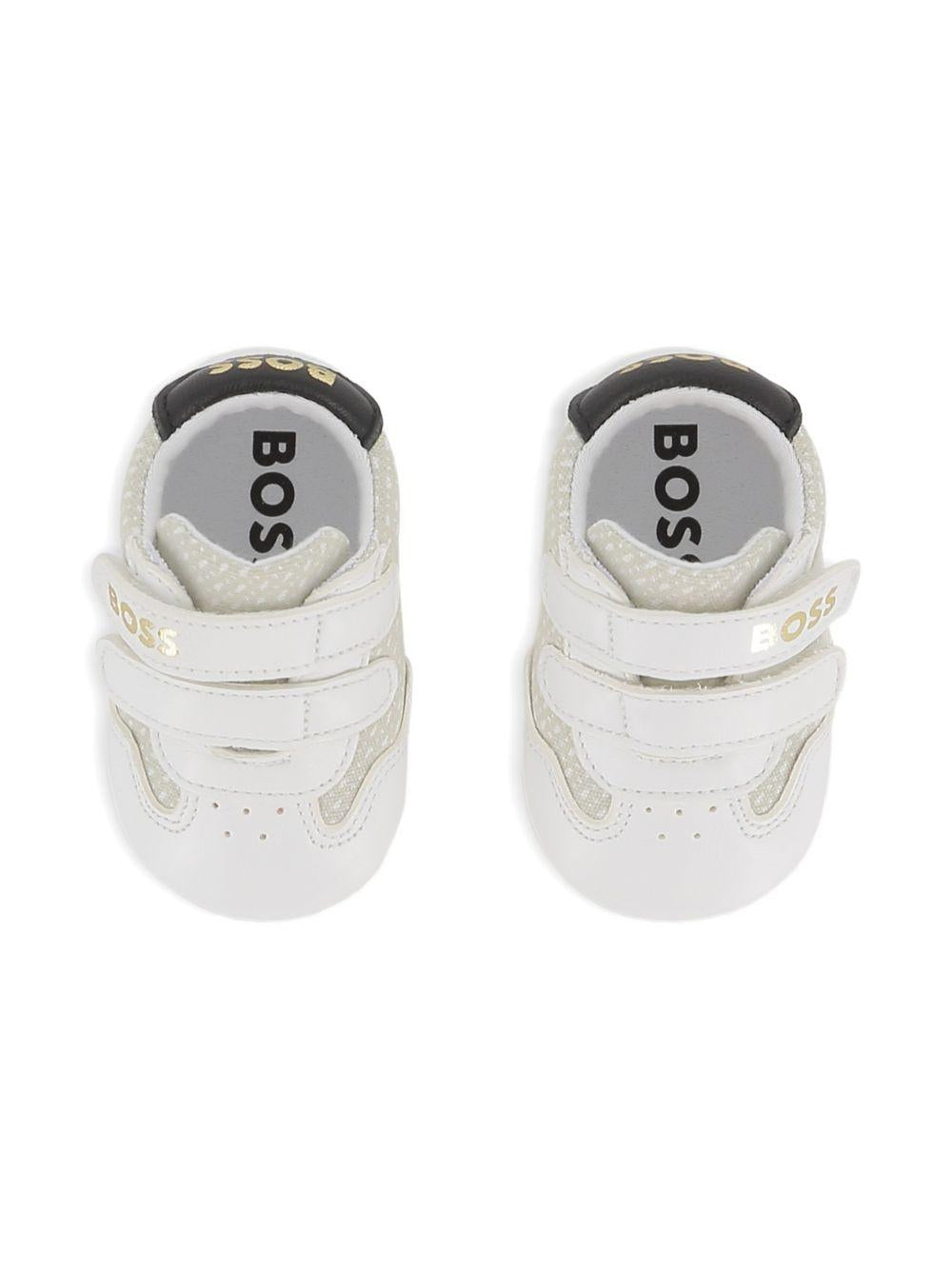 Scarpe primi passi per neonato Boss Kids bianco con motivo a pois J52831 10P BOSS KIDS