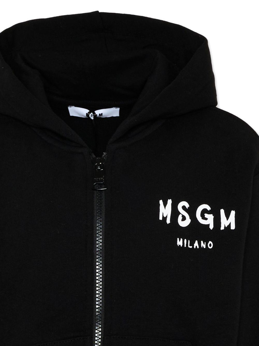 Felpa per bambino MSGM Kids nera con cappuccio S6MSJUZH065 110 MSGM KIDS