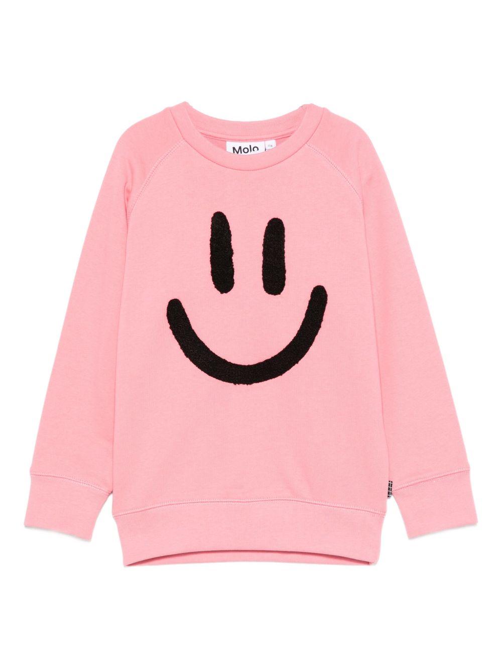 Felpa per bambina Molo rosa con faccia sorridente 6W25J201 8896 MOLO