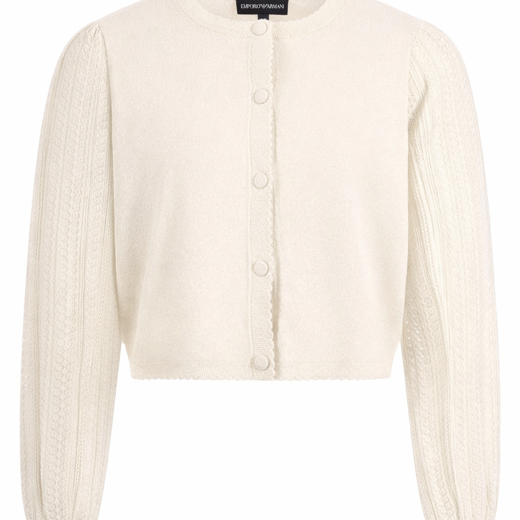 Maglione per bambina Emporio Armani Kids beige con dettagli ricamati EG000777 AF22791 U0007 EMPORIO ARMANI KIDS