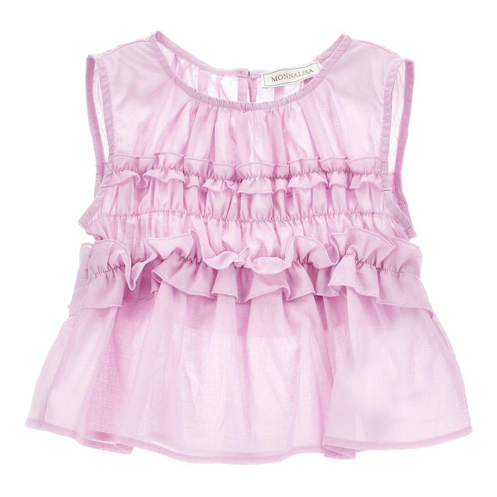 Blusa per bambina Monnalisa rosa con dettagli con ruches 17G301 7105 0090 MONNALISA KIDS