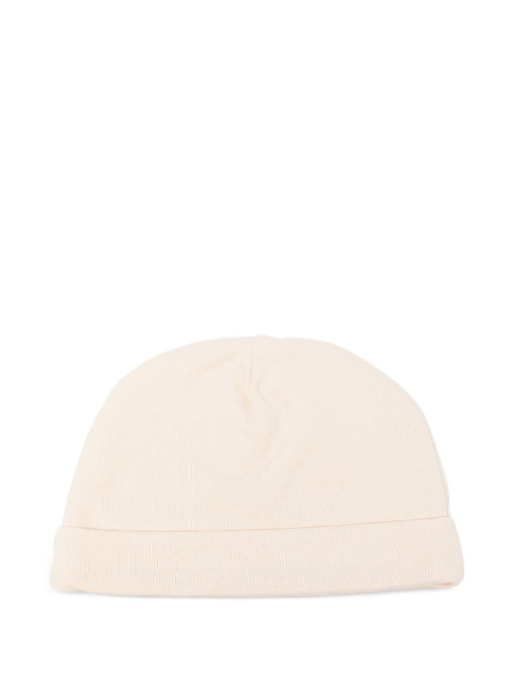 Berretto per neonati Moschino Kids beige con stampa grafica MUX066LCA40 20404 MOSCHINO KIDS