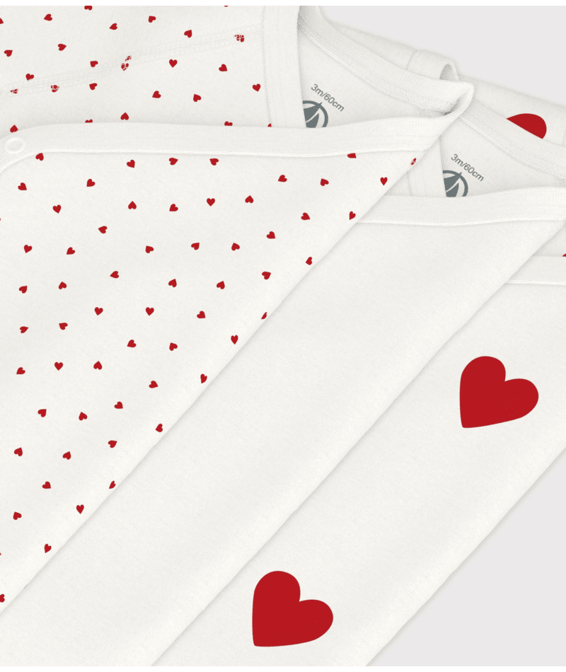 Set di tre body per neonati Petit Bateau bianco con maniche corte A04O7 00 PETIT BATEAU KIDS