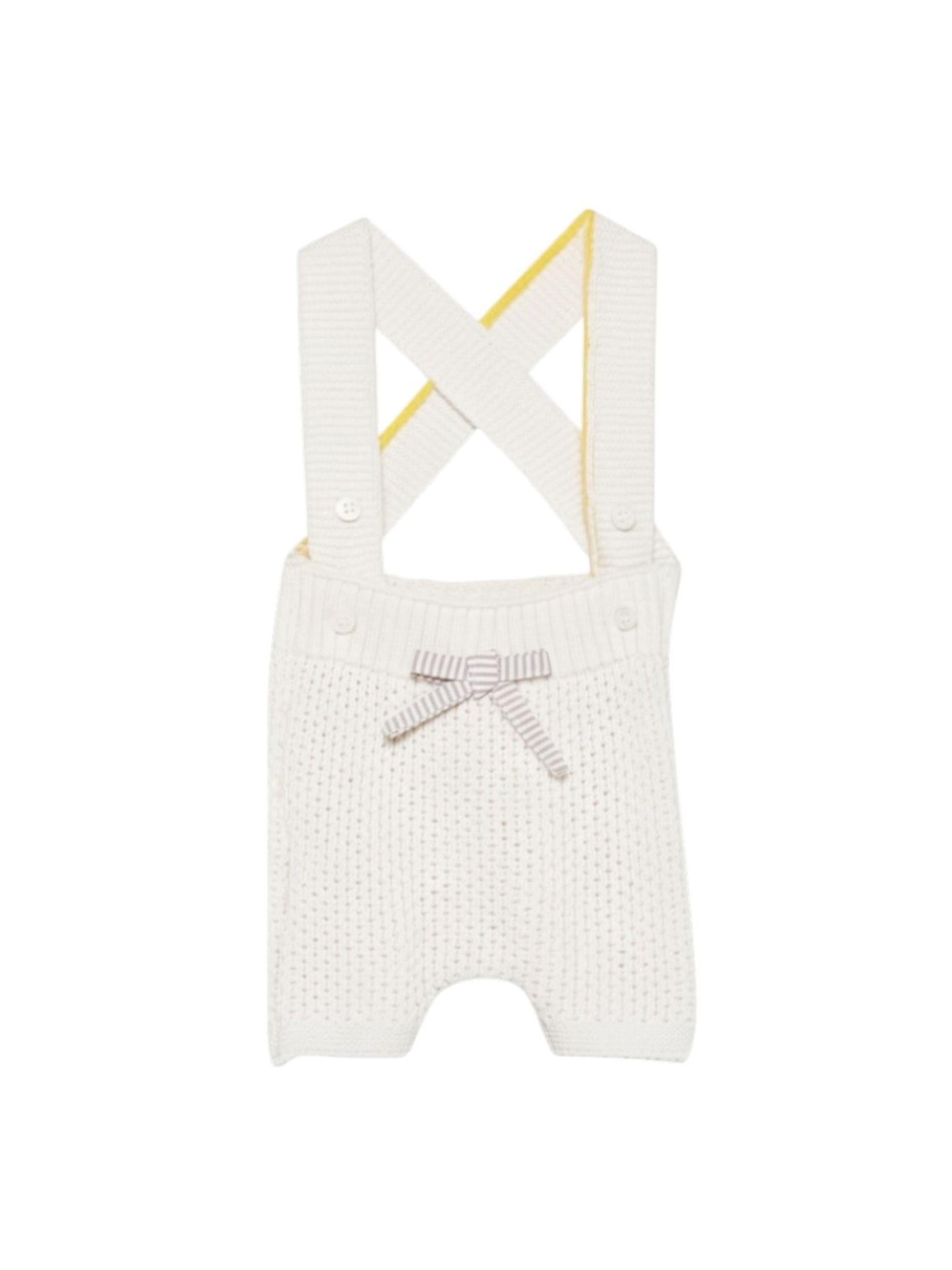 Tutina per neonati Gensami bianca con dettaglio fiocco sul davanti SUSP-CROCHET-CO OFF WHITE GENSAMI
