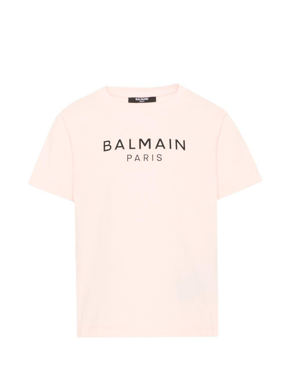 T-shirt per bambina Balmain Kids rosa con stampa logo sul davanti BZ8B61 Z3672 508NE BALMAIN KIDS