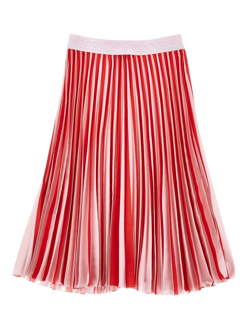 Gonna per bambina Monnalisa rossa plissettata con ricamo logo 71G705 7788 9144 MONNALISA KIDS