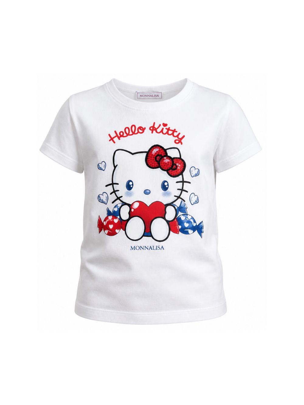 T-shirt per bambina Monnalisa bianca con stampa grafica sul davanti 11G618 7201 0099 MONNALISA KIDS