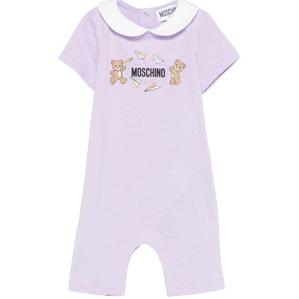 Tutina per neonata Moschino Kids viola con stampa Teddy Bear MUT04OLAA01 51683 MOSCHINO KIDS