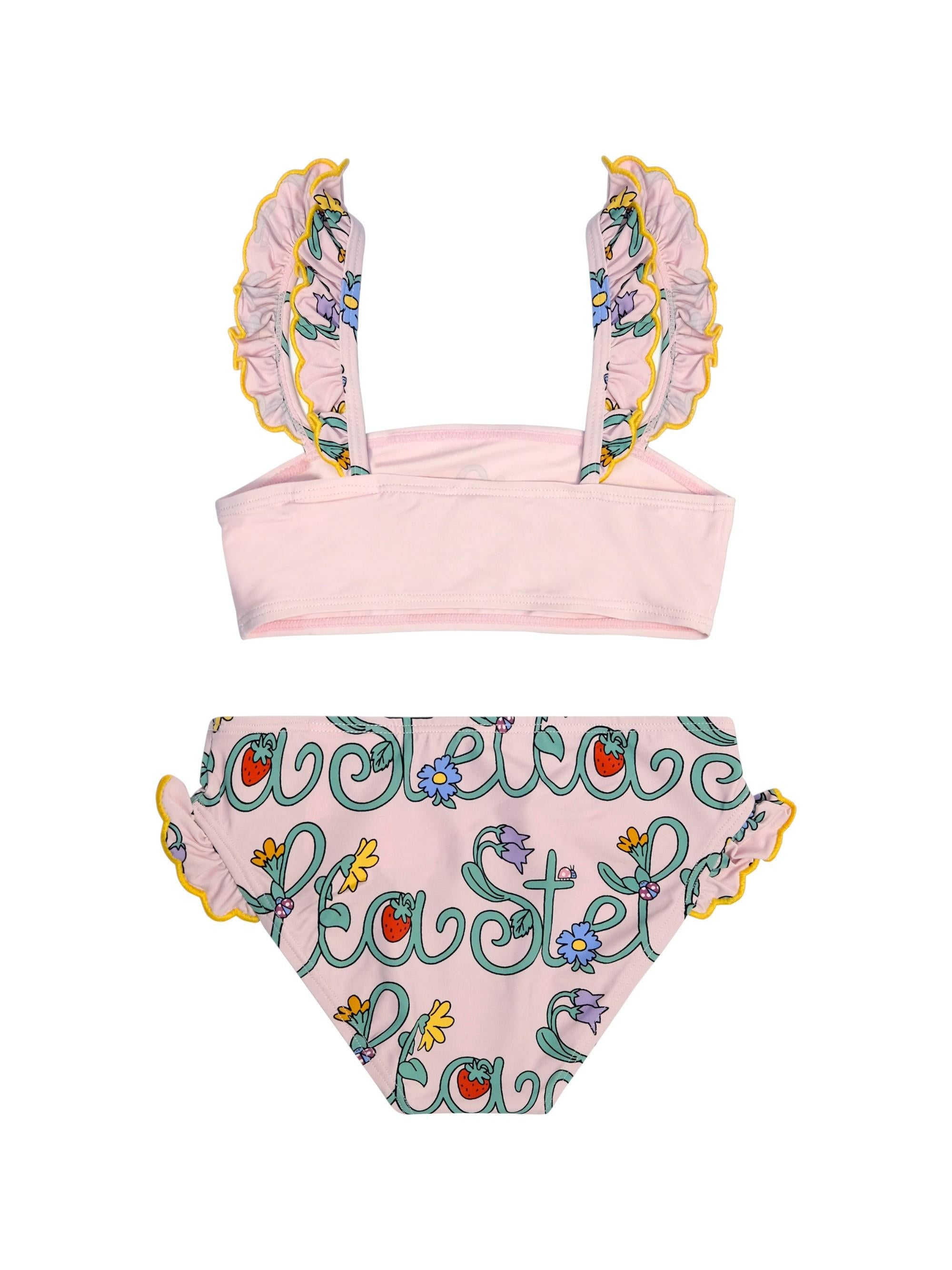 Costume a due pezzi per bambina Stella McCartney Kids rosa con stampa logo sul davanti TYCA55 Z3511 51RMC STELLA McCARTNEY KIDS
