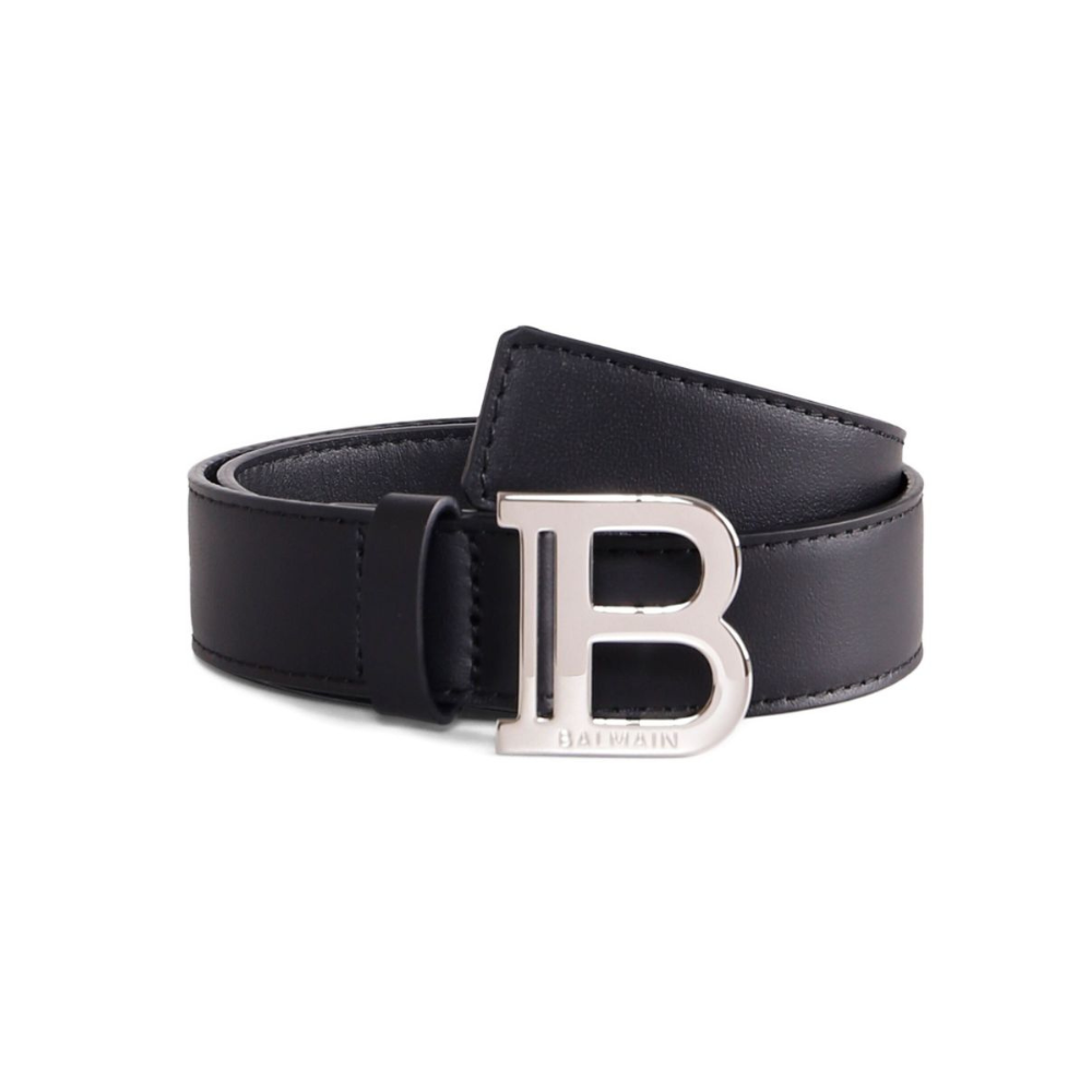 Cintura in pelle bambino Balmain Kids nera con placca logo BX0P21 Z1371 930AG BALMAIN KIDS