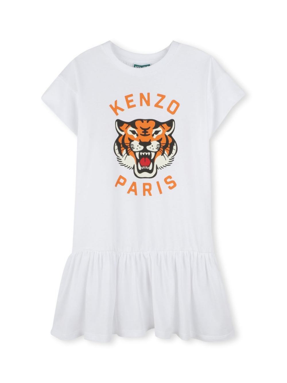Abito con stampa Tiger per bambina Kenzo Kids bianco con orlo svasato K61025 10P KENZO KIDS