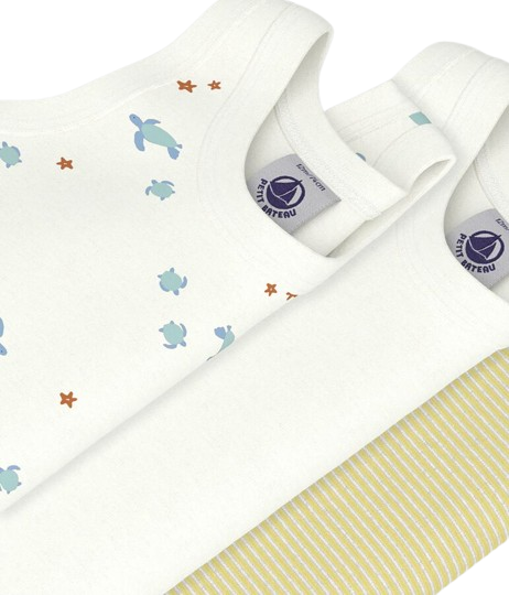 Set di tre tutine per neonati Petit Bateau multicolore a fantasie diverse A0FSM 00 PETIT BATEAU