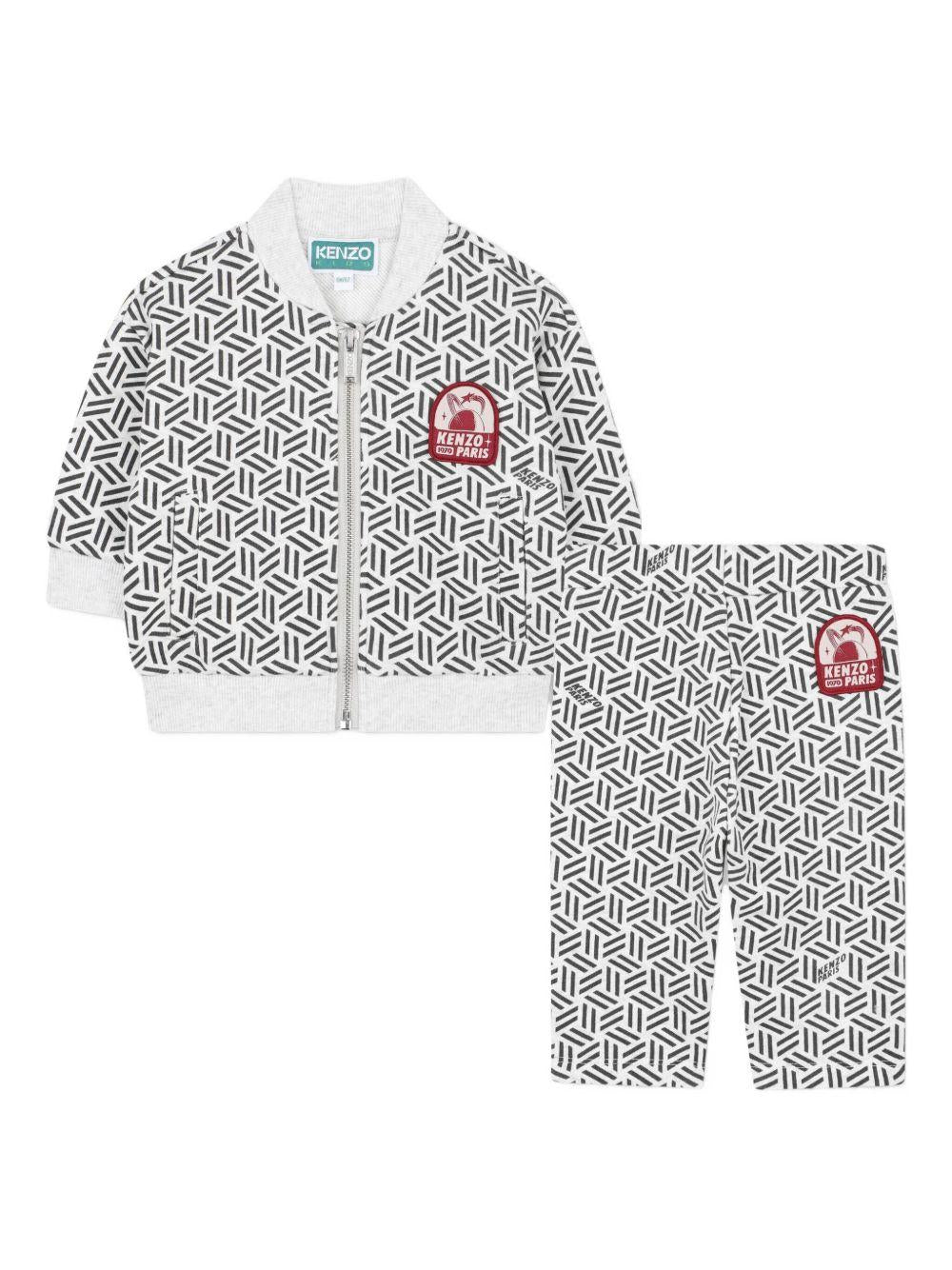 Completo tuta sportiva per neonato Kenzo Kids grigio con motivo con ricamo geometrico K61287 A42 KENZO KIDS