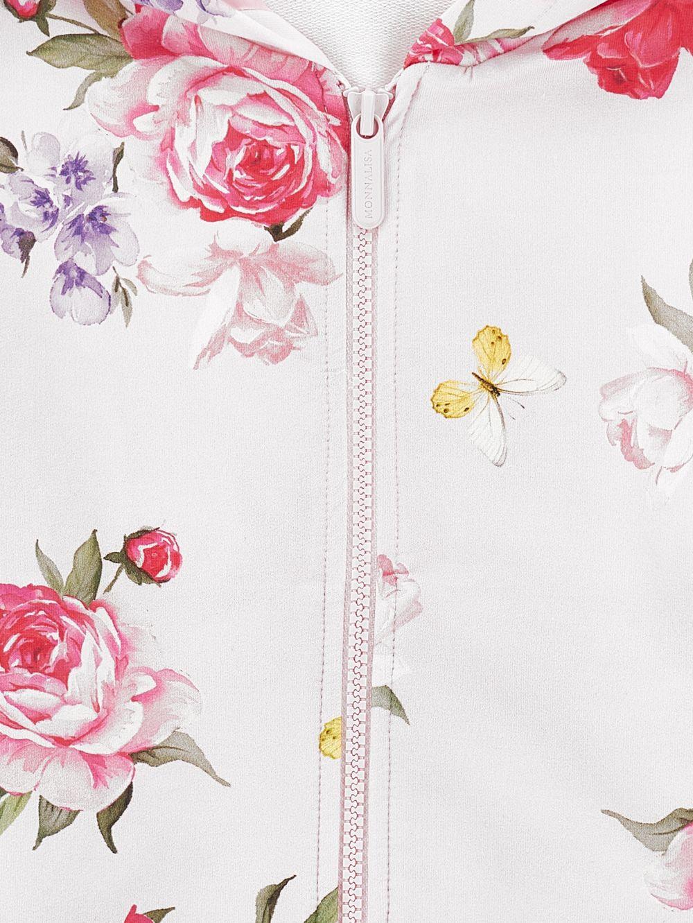 Felpa per bambina Monnalisa bianca con stampa fiori all-over 19G800 7009 9990 MONNALISA KIDS