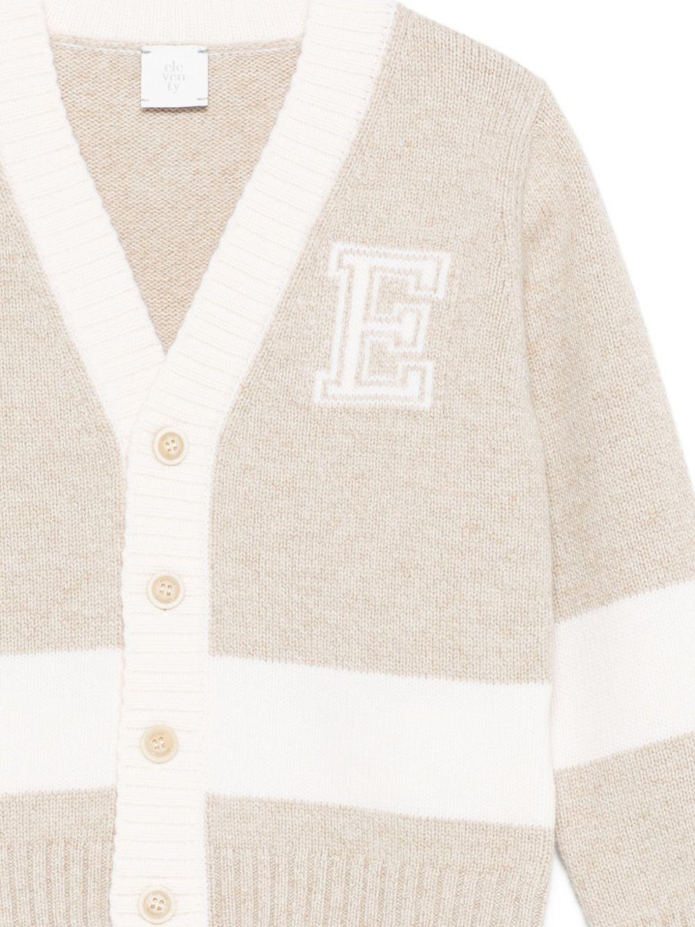 Cardigan per bambino Eleventy Kids beige con scollo a V EX9P60 W0174 116AV ELEVENTY KIDS