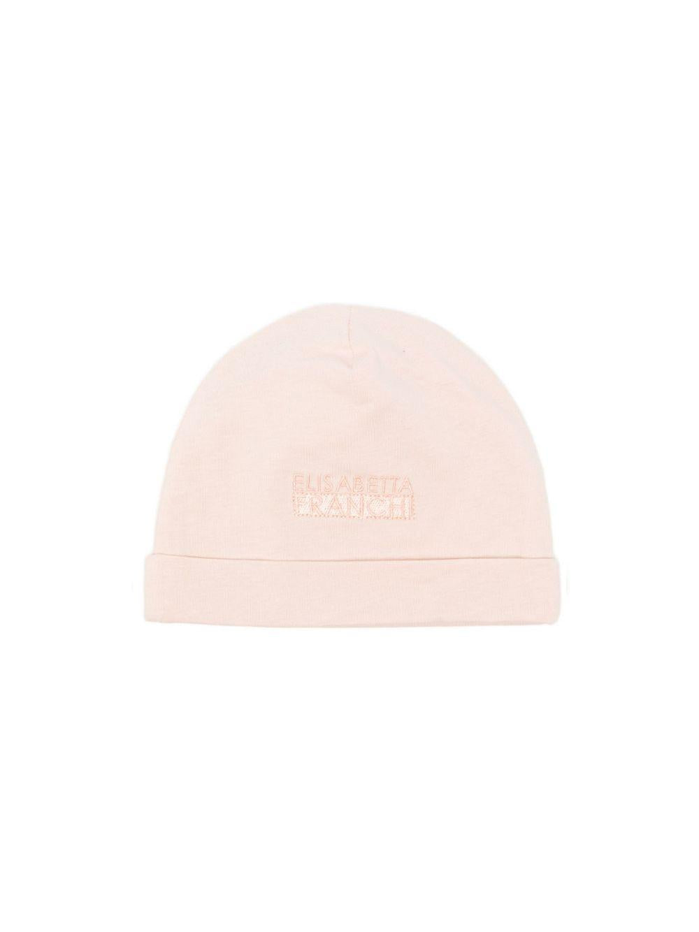 Cappello per neonata Elisabetta Franchi La Mia Bambina rosa con logo ricamato ENCP0800JF054 C036 ElISABETTA FRANCHI
