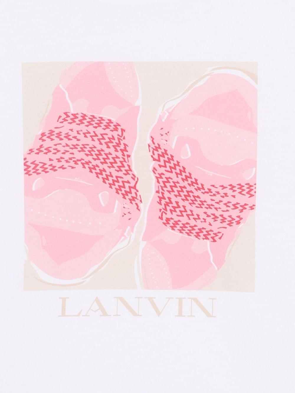 T-shirt per bambina Lanvin Enfant bianca con stampa sneakers rosa N30332 10P LANVIN KIDS
