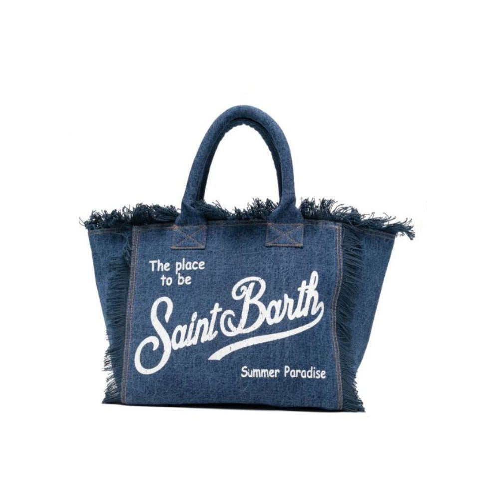 Borsa Vanity MC2 Saint Barth denim con dettaglio frange VANI001 00431L MC2 ST. BARTH KIDS
