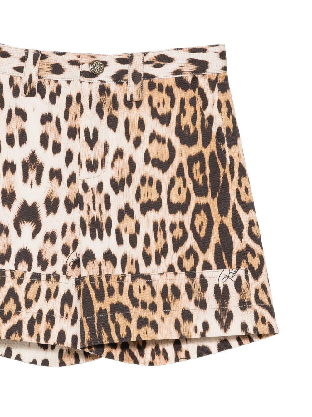 Shorts per bambino Roberto Cavalli Kids marrone con stampa animalier CBP26086BE MACULA N.H. ROBERTO CAVALLI KIDS