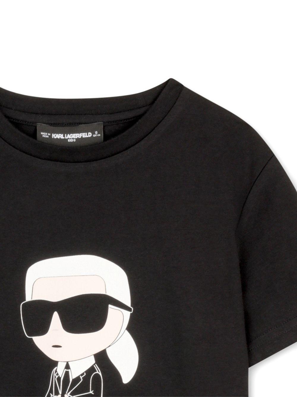 T-shirt per bambino Karl Lagerfeld Kids nera con stampa grafica Z31096 09B KARL LAGERFELD KIDS