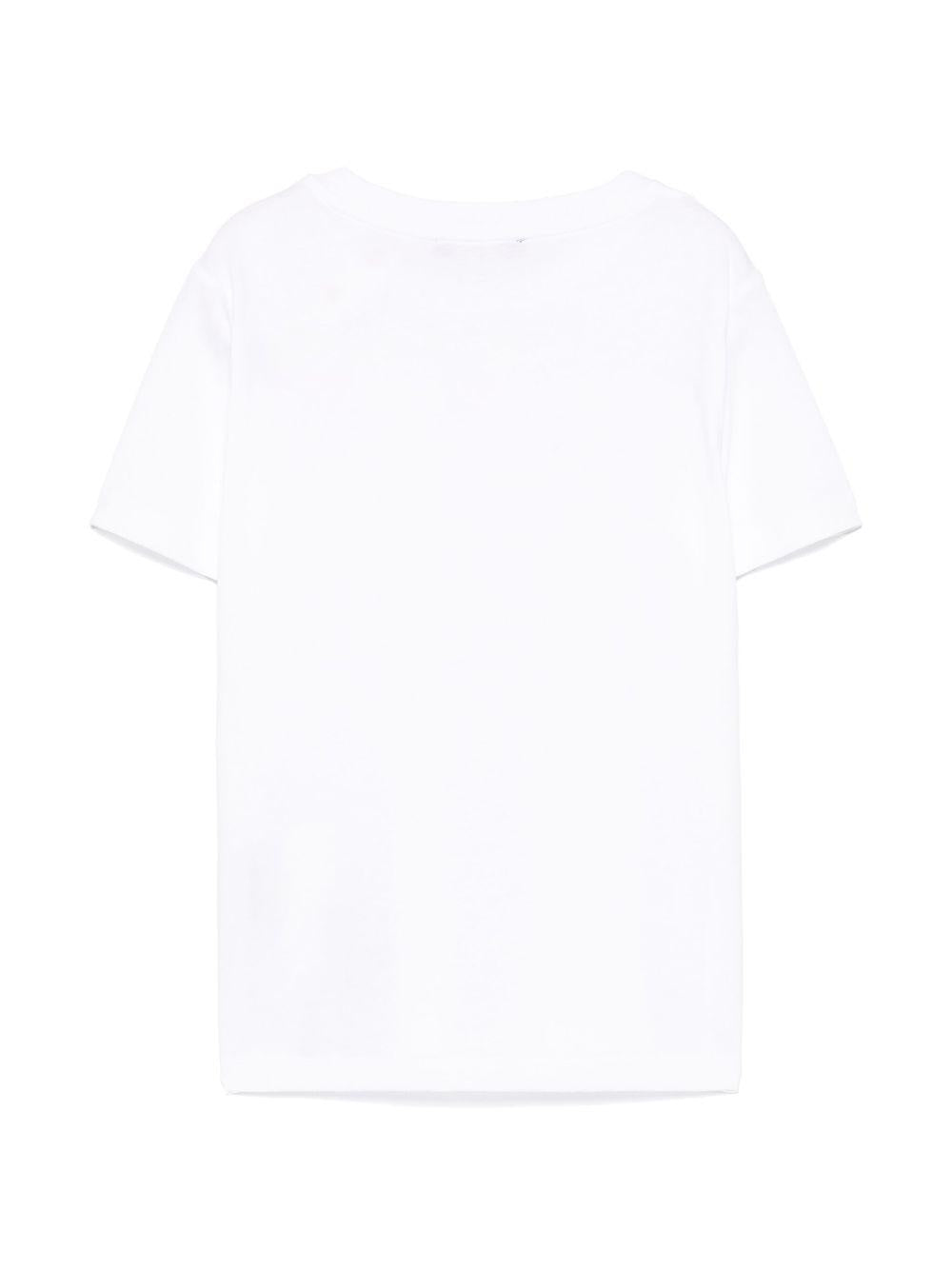 T-shirt con stampa logo per bambina Balmain Kids bianco con bottoni goffrati color oro BW8P71 Z1751 100OR BALMAIN KIDS