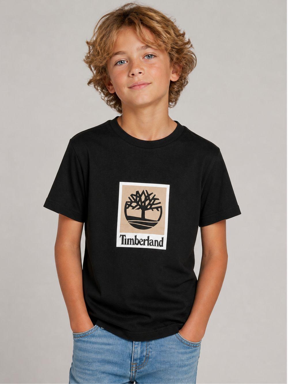 T-shirt per bambino Timberland Kids nera con stampa grafica T60969 09B TIMBERLAND KIDS