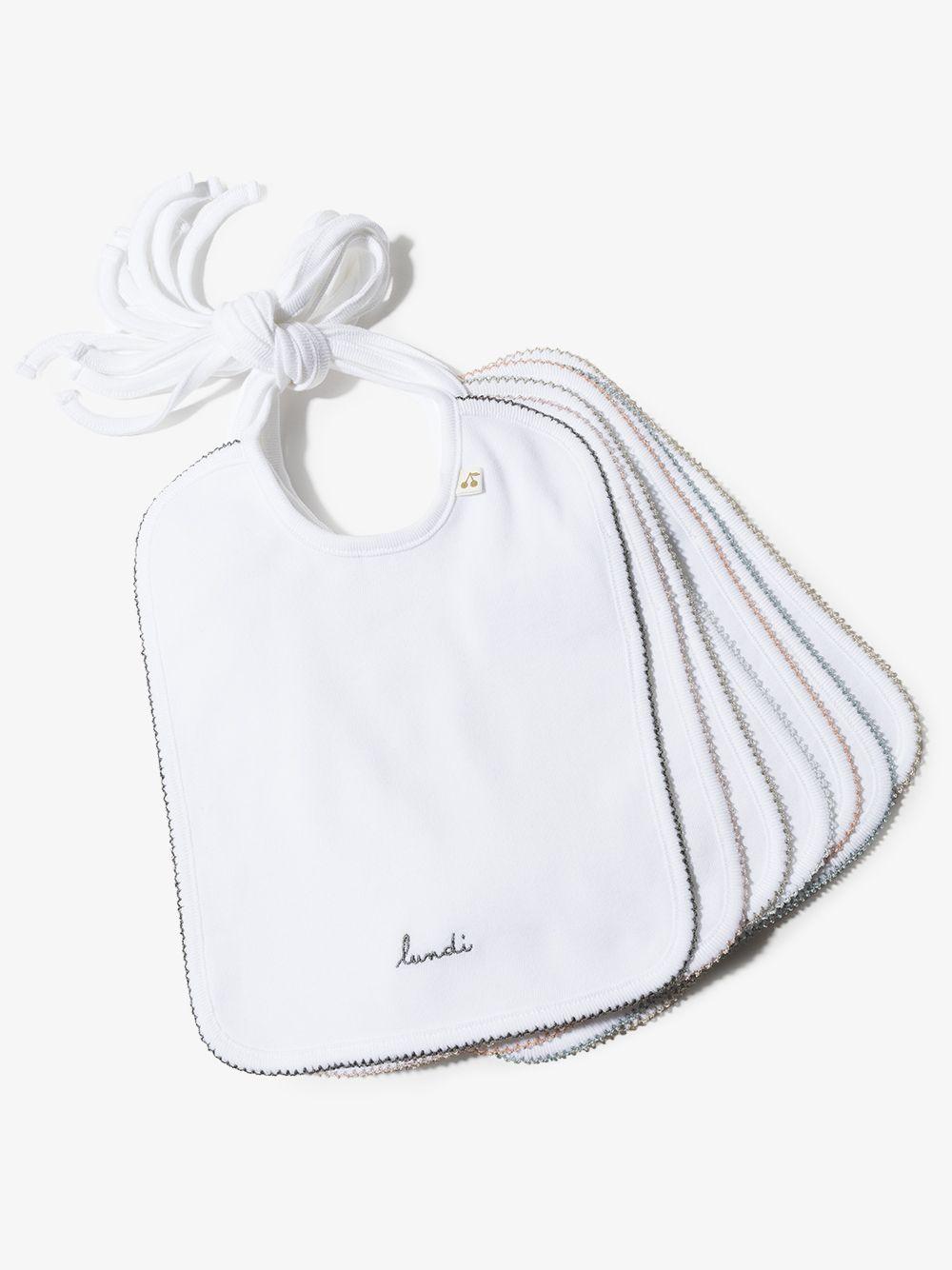 Set di sette bavaglini per neonati Bonpoint bianchi con ricamo giorni della settimana PESBAVOIRS 000 BONPOINT KIDS
