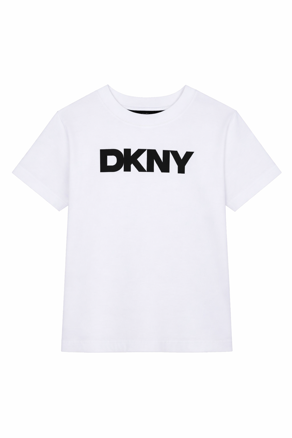 T-shirt per bambini DKNY Kids bianca con logo sul davanti D62617 10P DKNY
